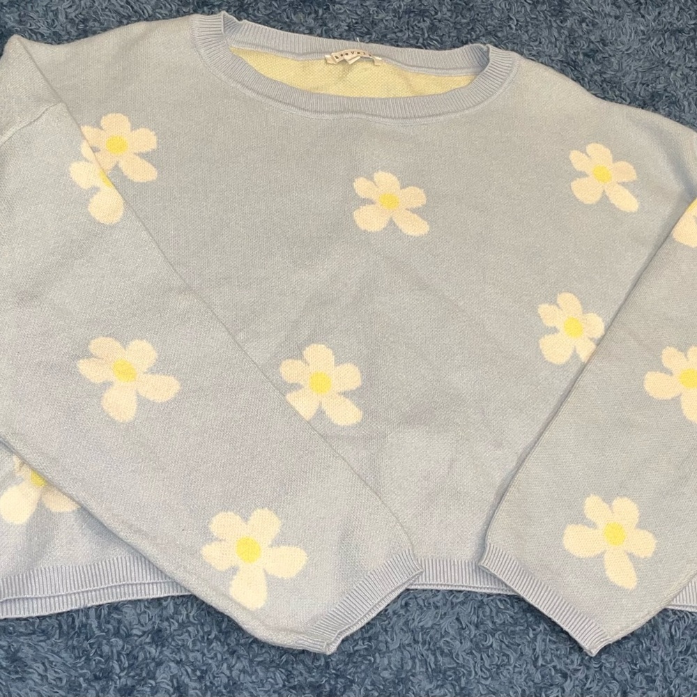 Bevely Light Blue and Cream Sweater